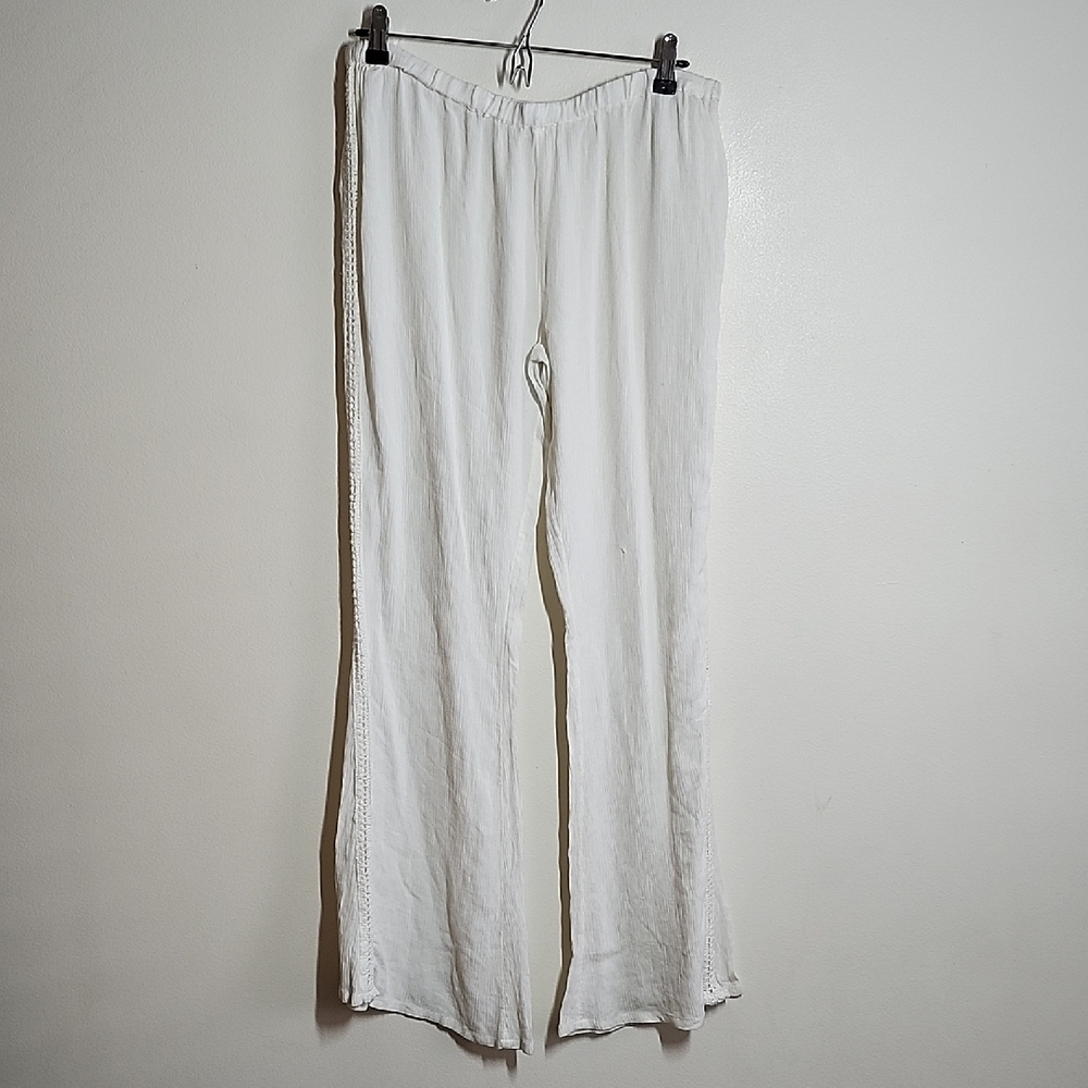 Rip Curl Cream Beach Pants Lightweight Crochet Detail Womens XL